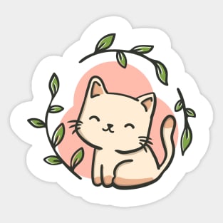 Cute cat and flowers Sticker